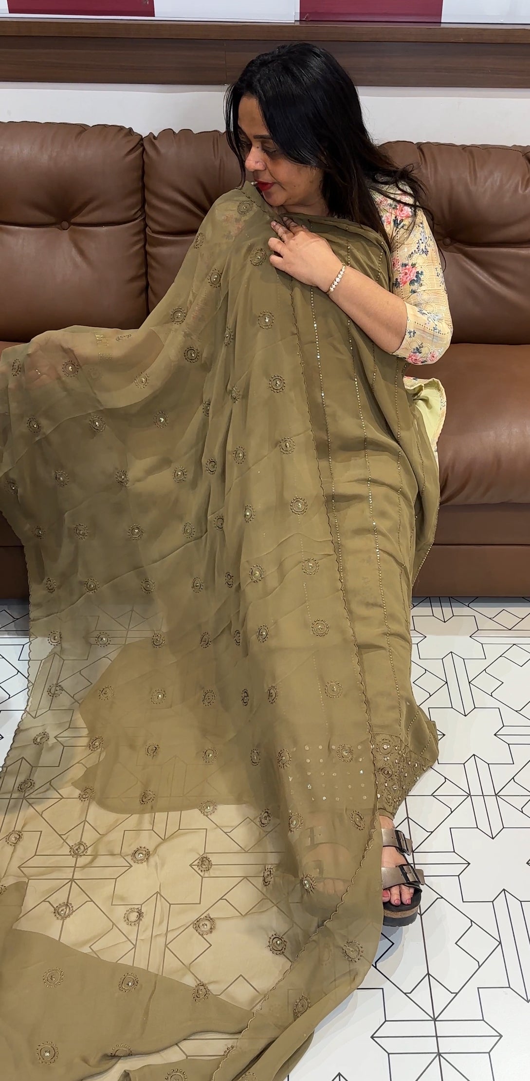 FAUX GEORGETTE UNSTITCHED SALWAR SUITS - IHA 21495