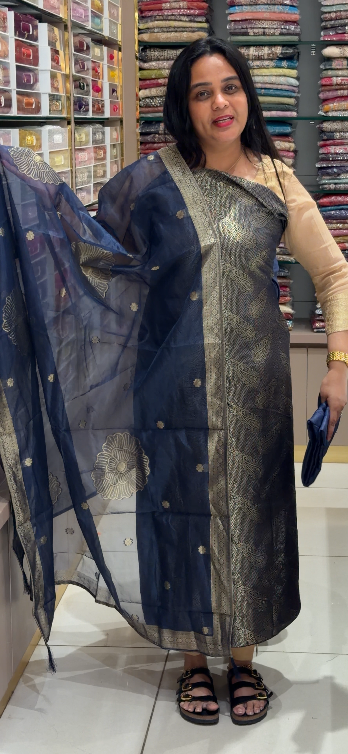 SILK UNSTITCHED SALWAR SUITS - IHA 35340