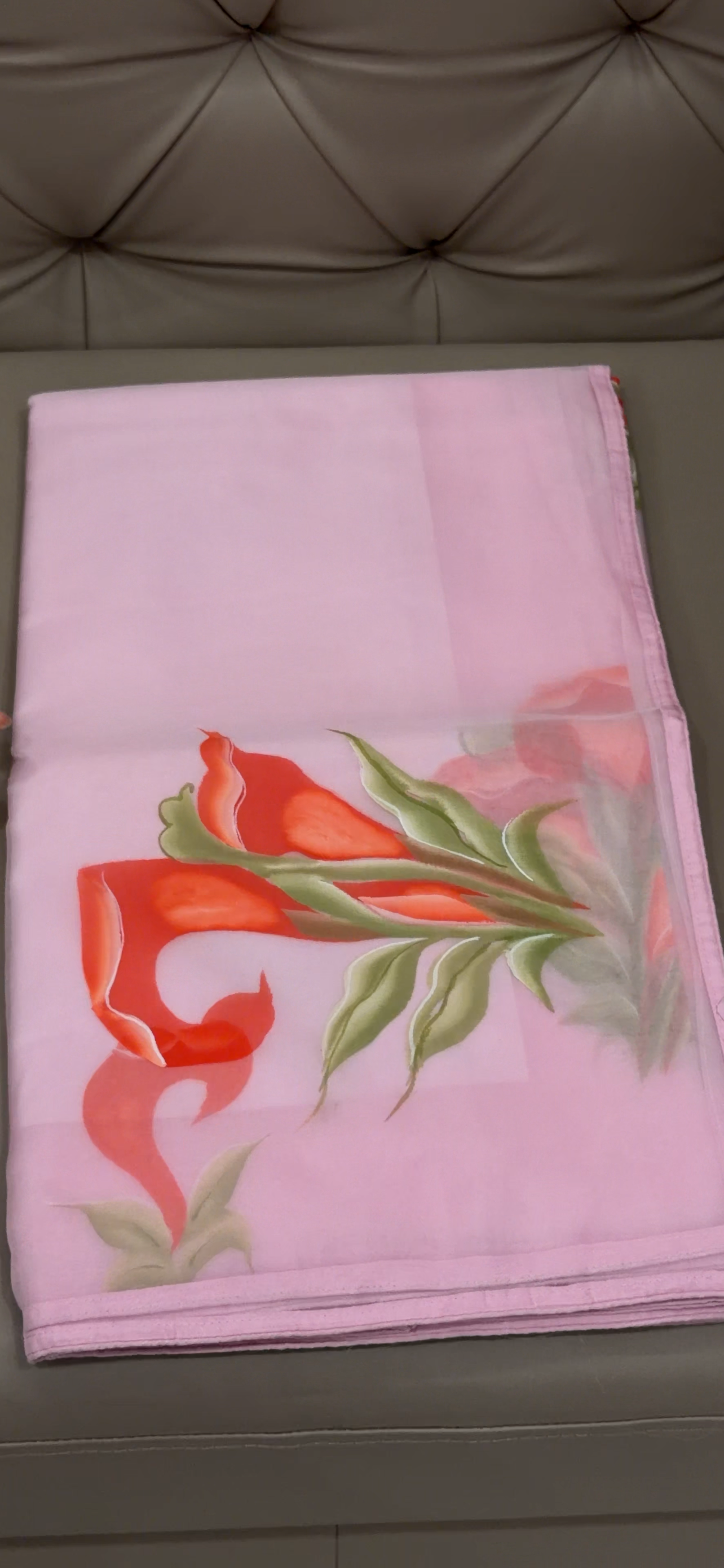 NYLON ORGANZA HAND PAINTED SAREES - IHA 28811