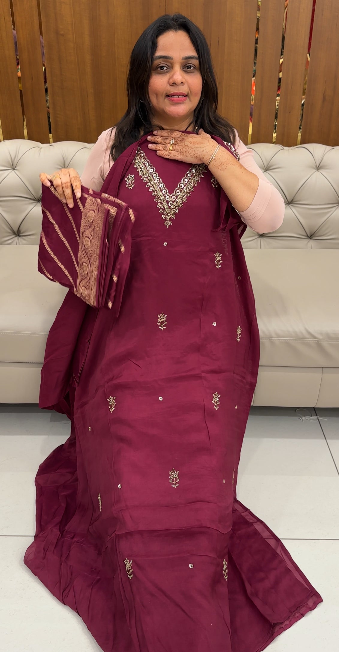 VISCOSE ORGANZA UNSTITCHED SALWAR SUITS - IHA 27488