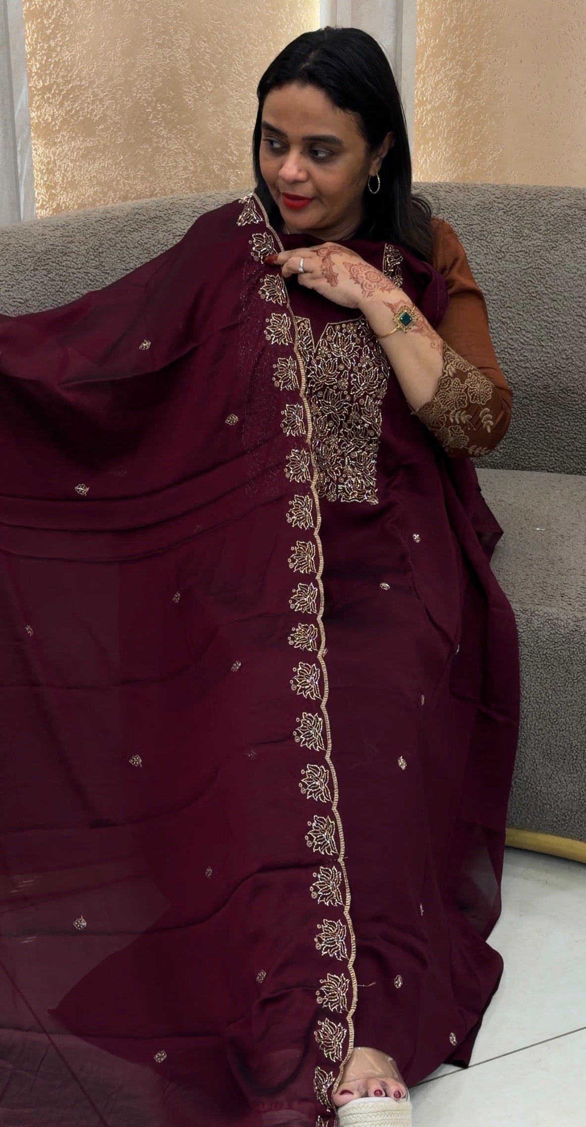 SILKY GEORGETTE UNSTITCHED SALWAR SUITS - IHA 33026
