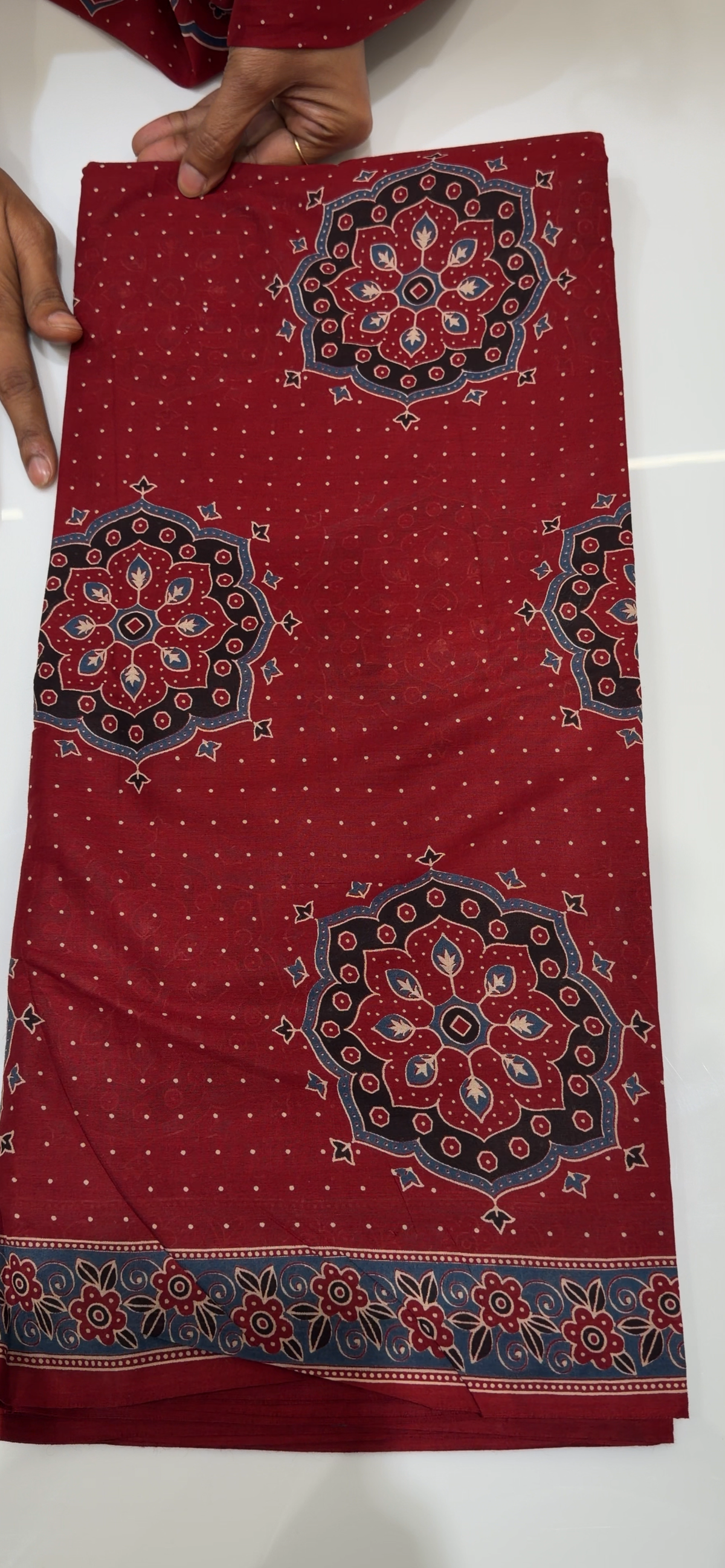 COTTON AJRAKH PRINTED SAREES - IHA 35167