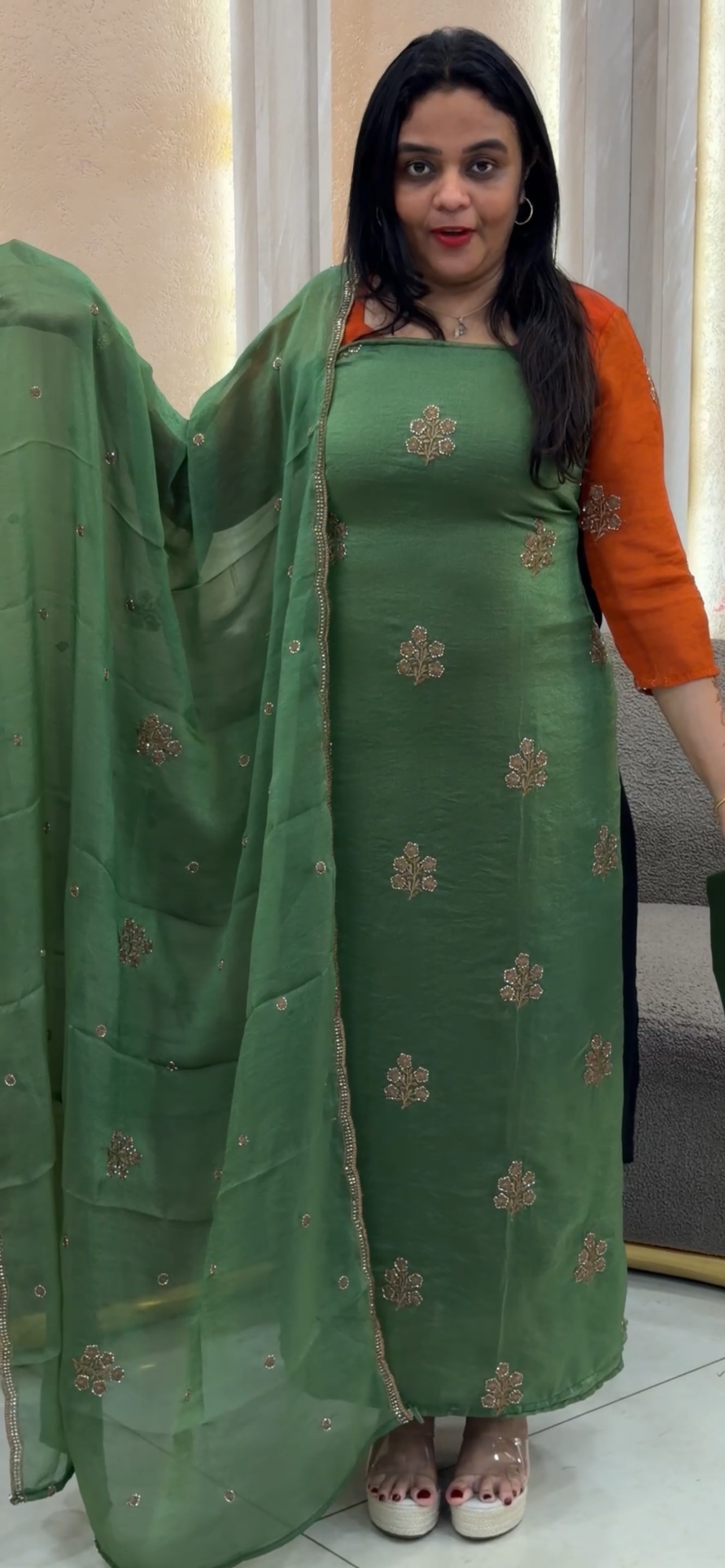 SHIMMER CHIFFON UNSTITCHED SALWAR SUIST - IHA 33005