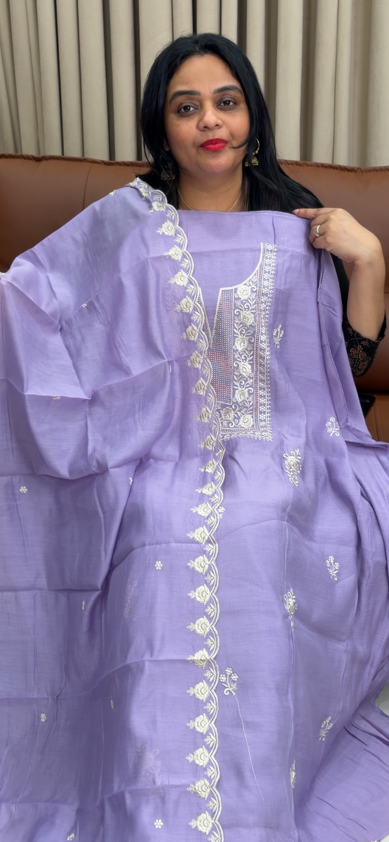 MUL CHANDERI UNSTITCHED SALWAR SUITS - IHA 34481