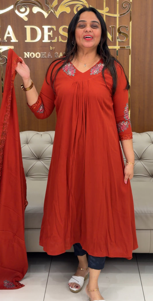 RAYON ALINE TOP,BOTTOM AND DUPATTA - IHA 29303