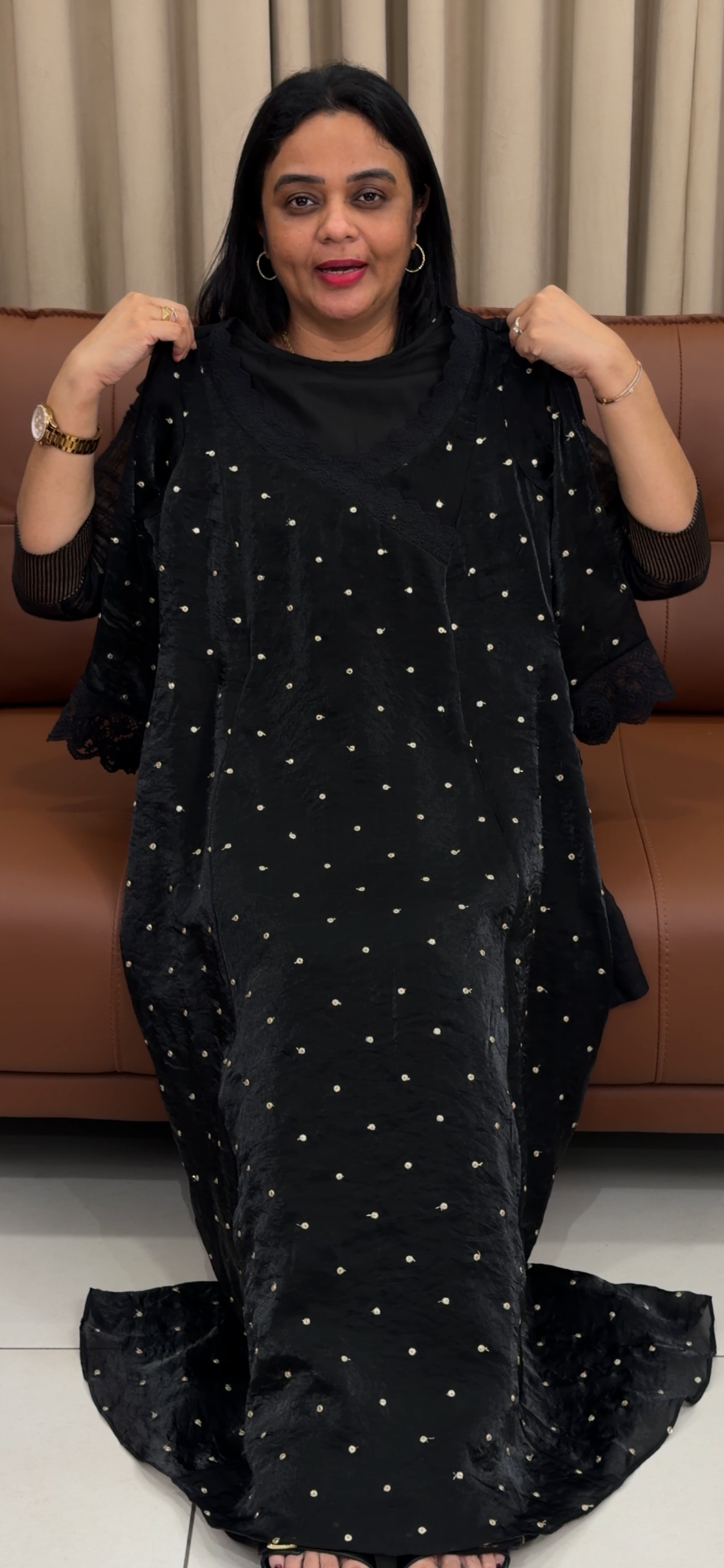 IHA'S IN-HOUSE VELVET ORGANZA ALINE TOPS - IHA 33958