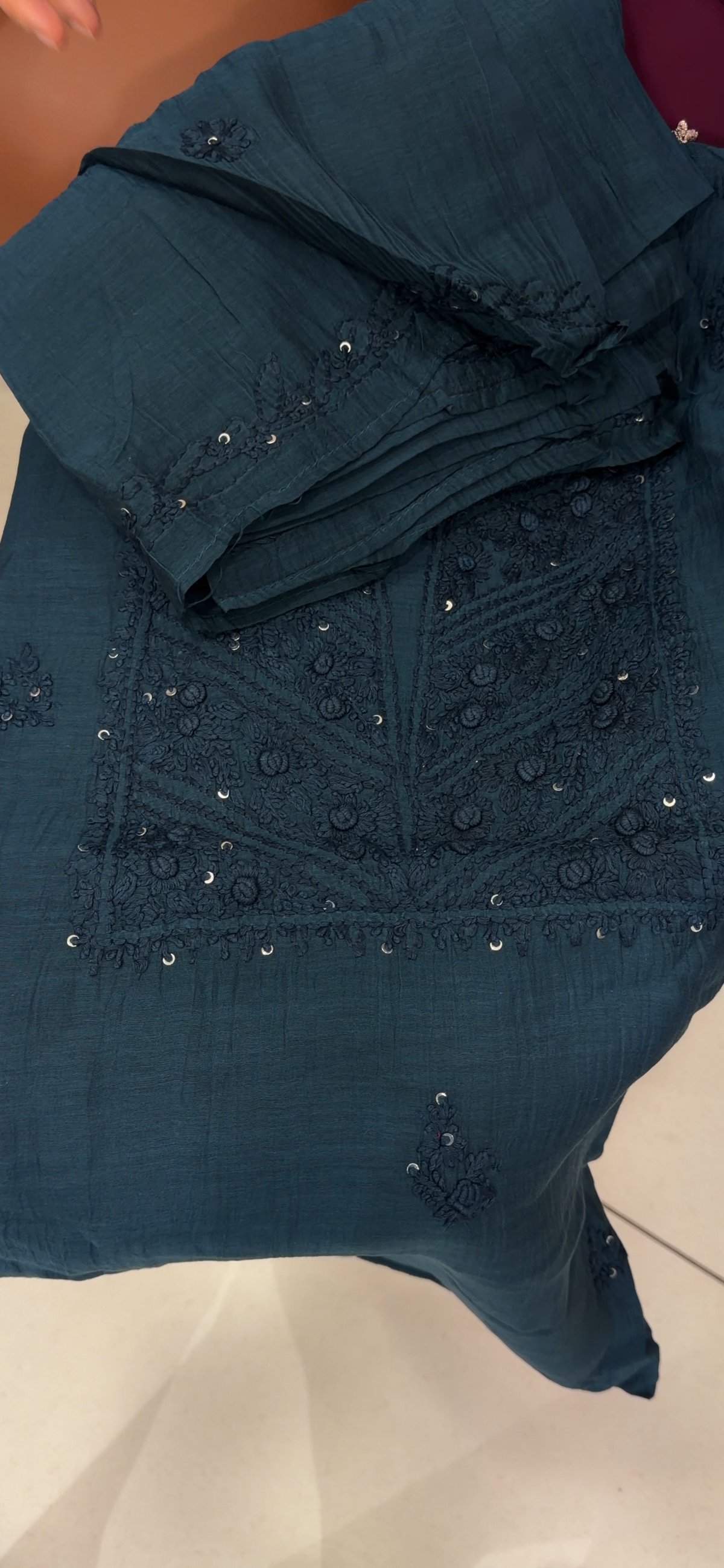 CHIKANKARI UNSTITCHED SALWAR SUITS - IHA 35802