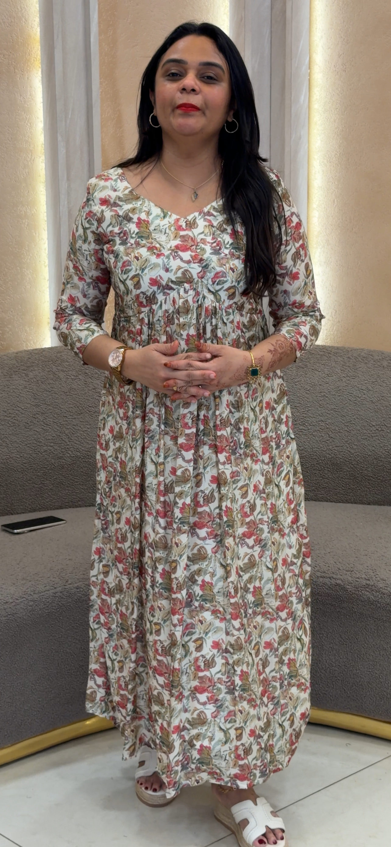 MUSLIN PRINTED LONG TOPS - IHA 33121