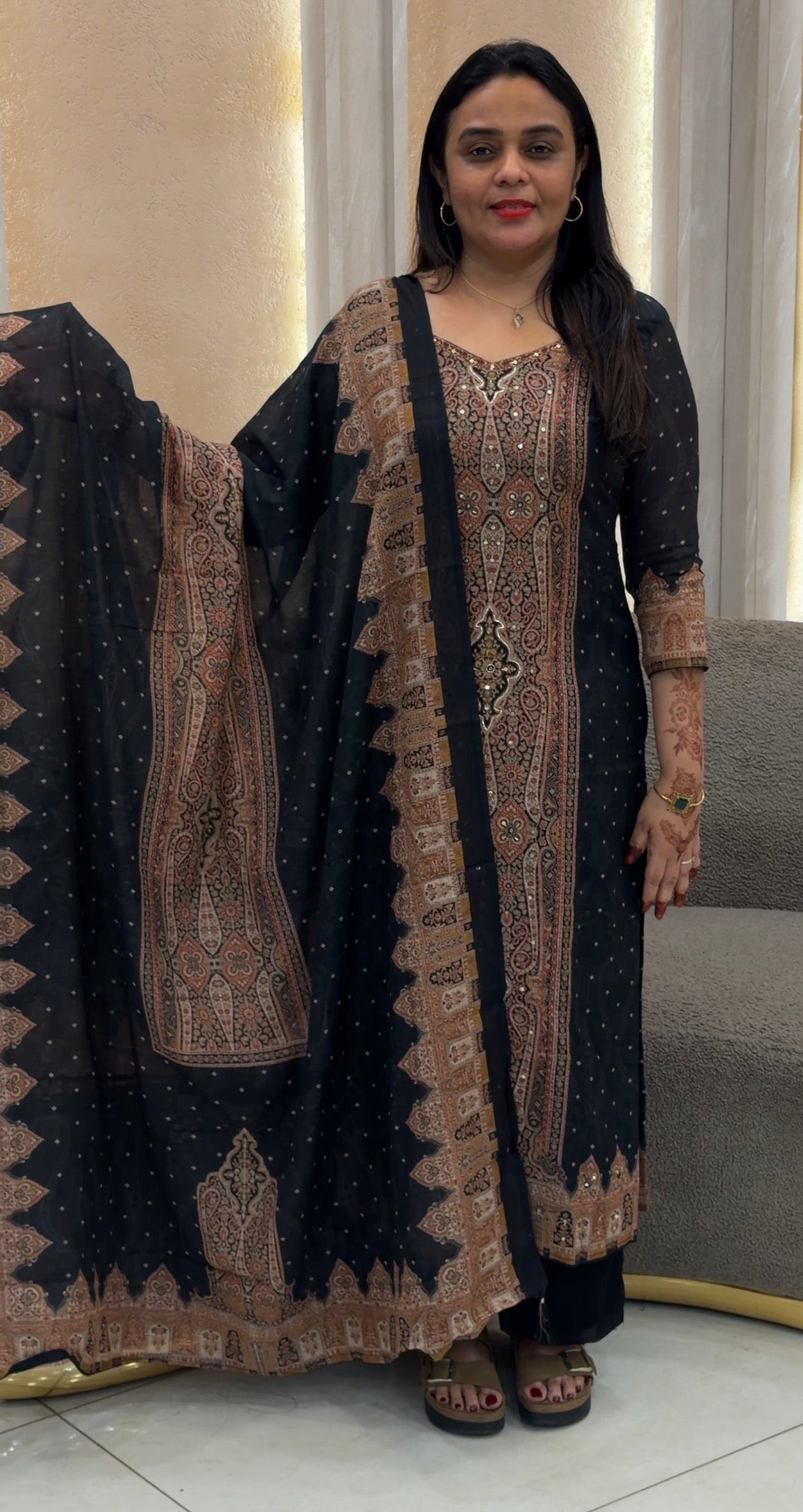 PRINTED MUL CHANDERI UNSTITCHED SALWAR SUITS - IHA 33019