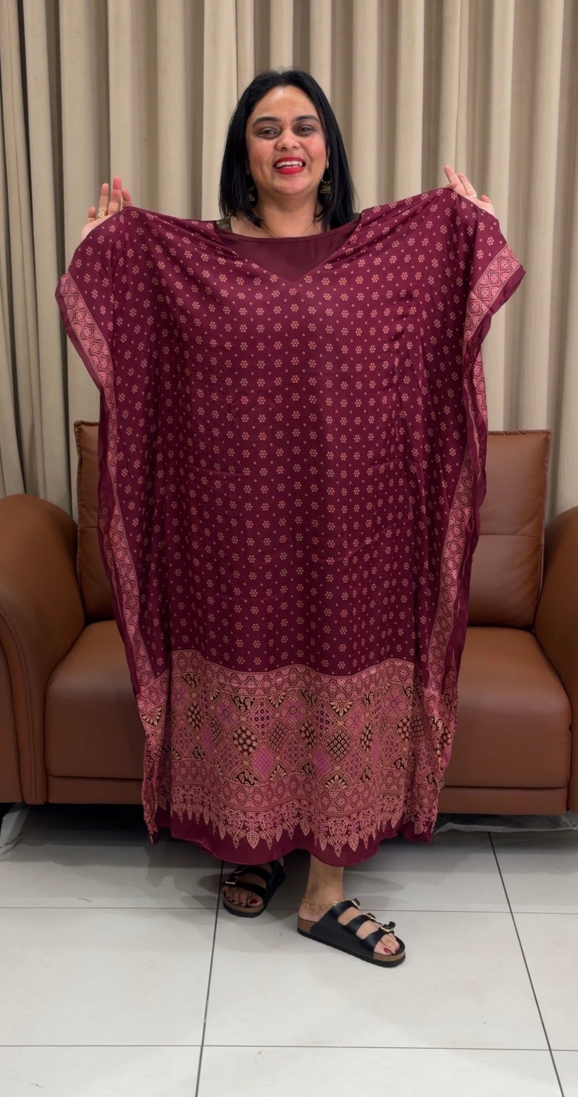 IHA'S IN-HOUSE AJRAKH PRINTED KAFTAN TOPS - IHA 33975