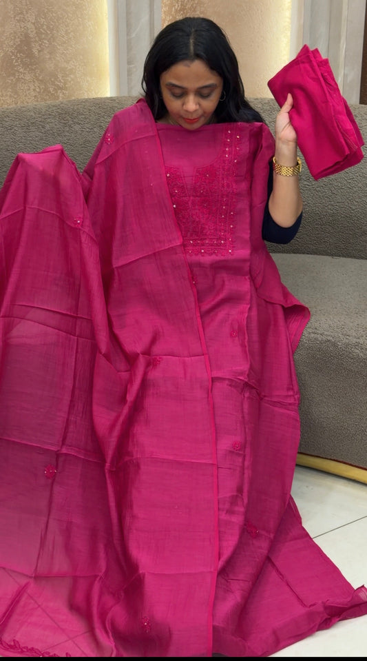 CHIKANKARI UNSTITCHED SALWAR SUIST - IHA 35864
