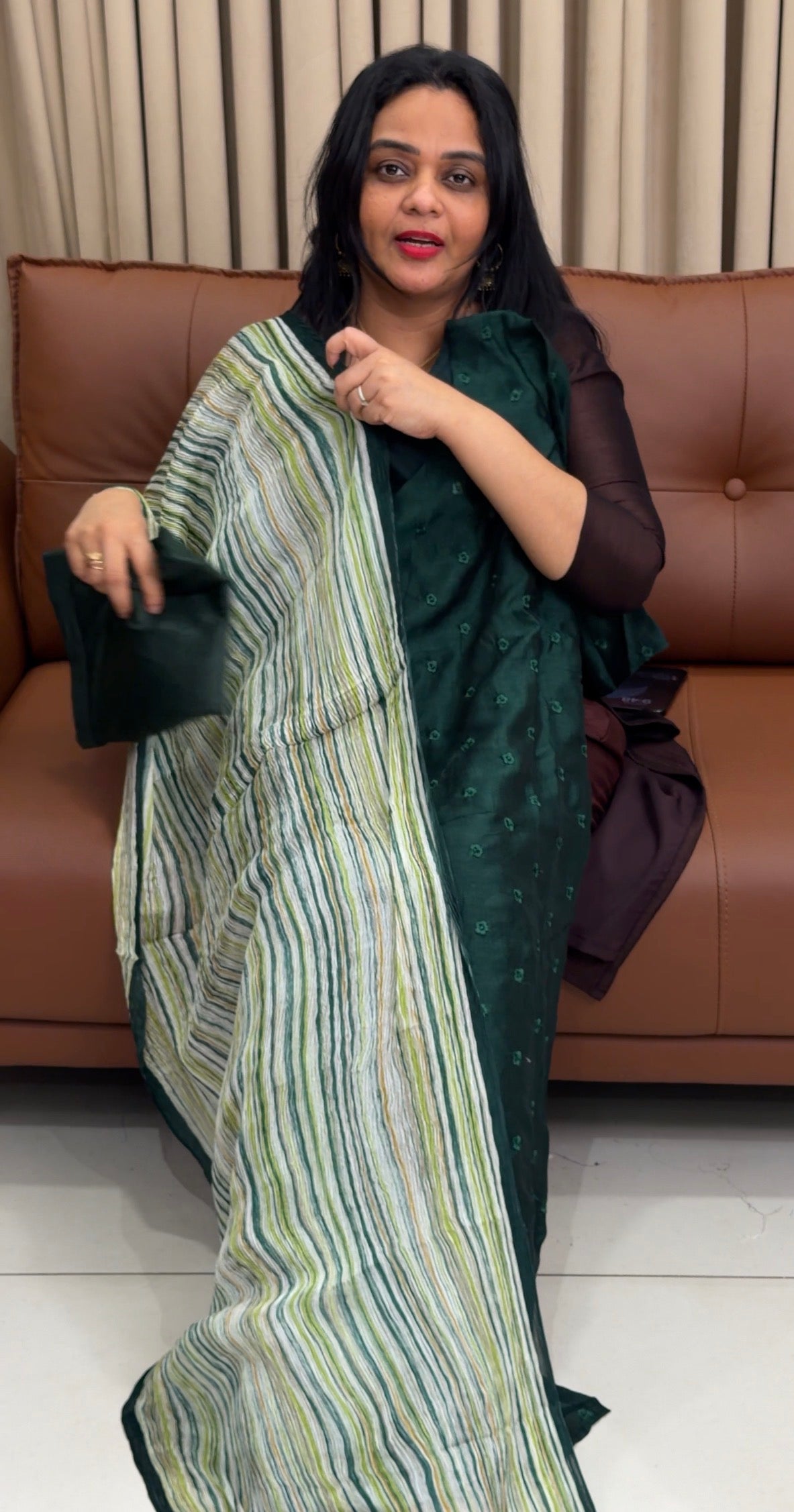 IHA'S IN-HOUSE SEMI RAW SILK TOP,BOTTOM AND DUPATTA - IHA 34475