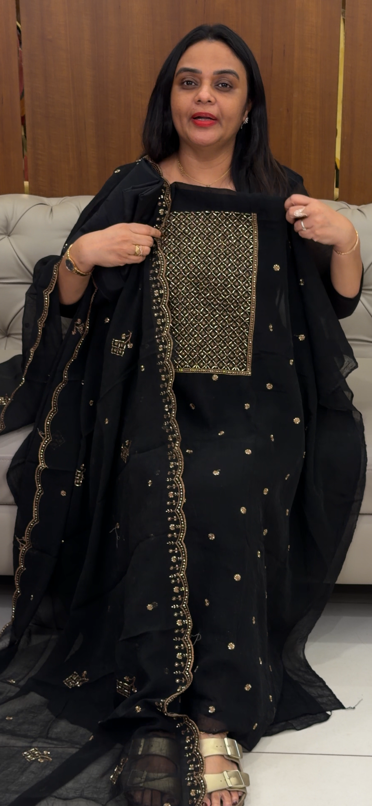 HAND WORKED UNSTITCHED SLAWAR SUITS - IHA 32828