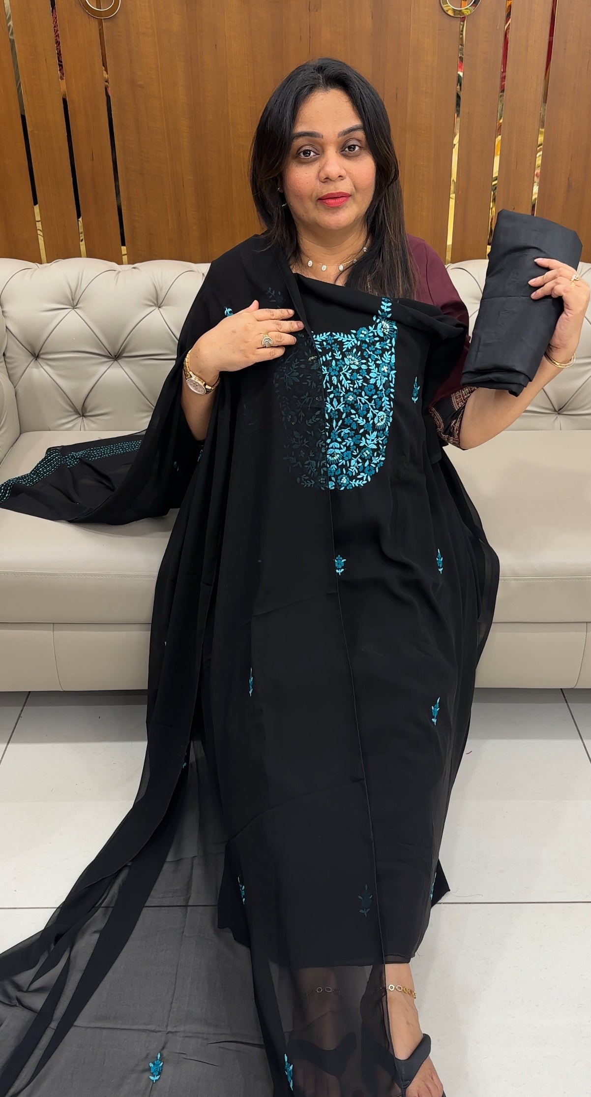 FAUX GEORGETTE UNSTITCHED SALWARSUITS - IHA 32783