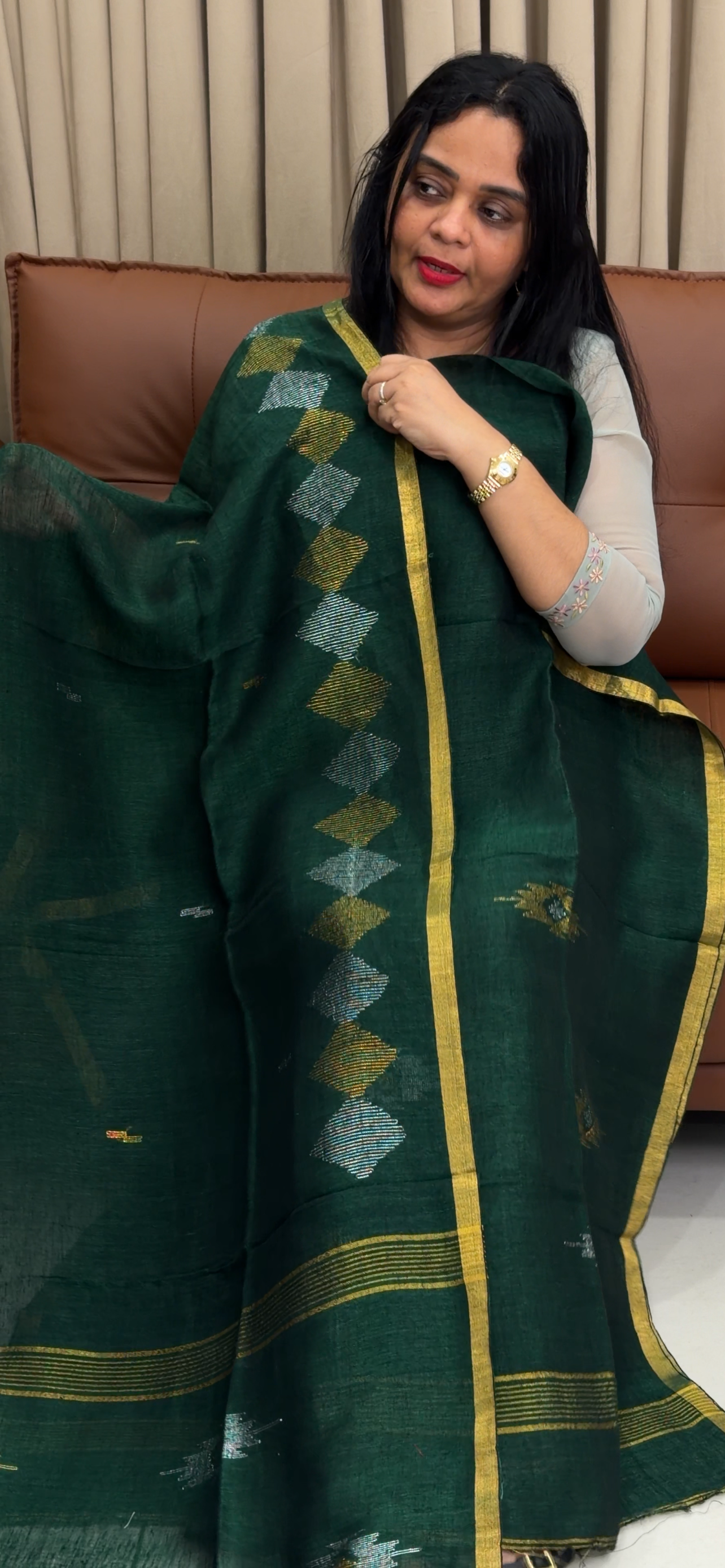 LINEN JAMDANI UNSTITCHED SALWAR SUITS - IHA 34516