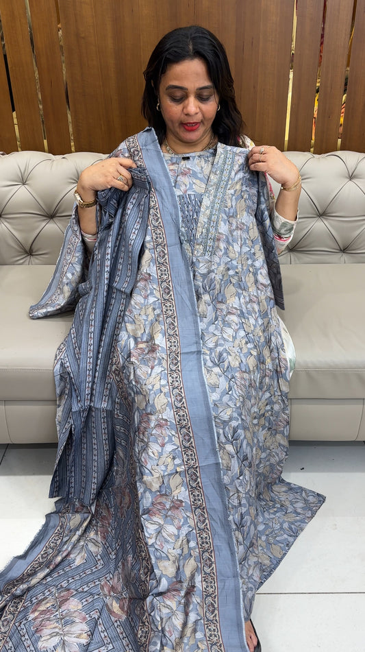 PERINTED MUSLIN TOP, BOTTOM AND DUPATTA - IHA 26109
