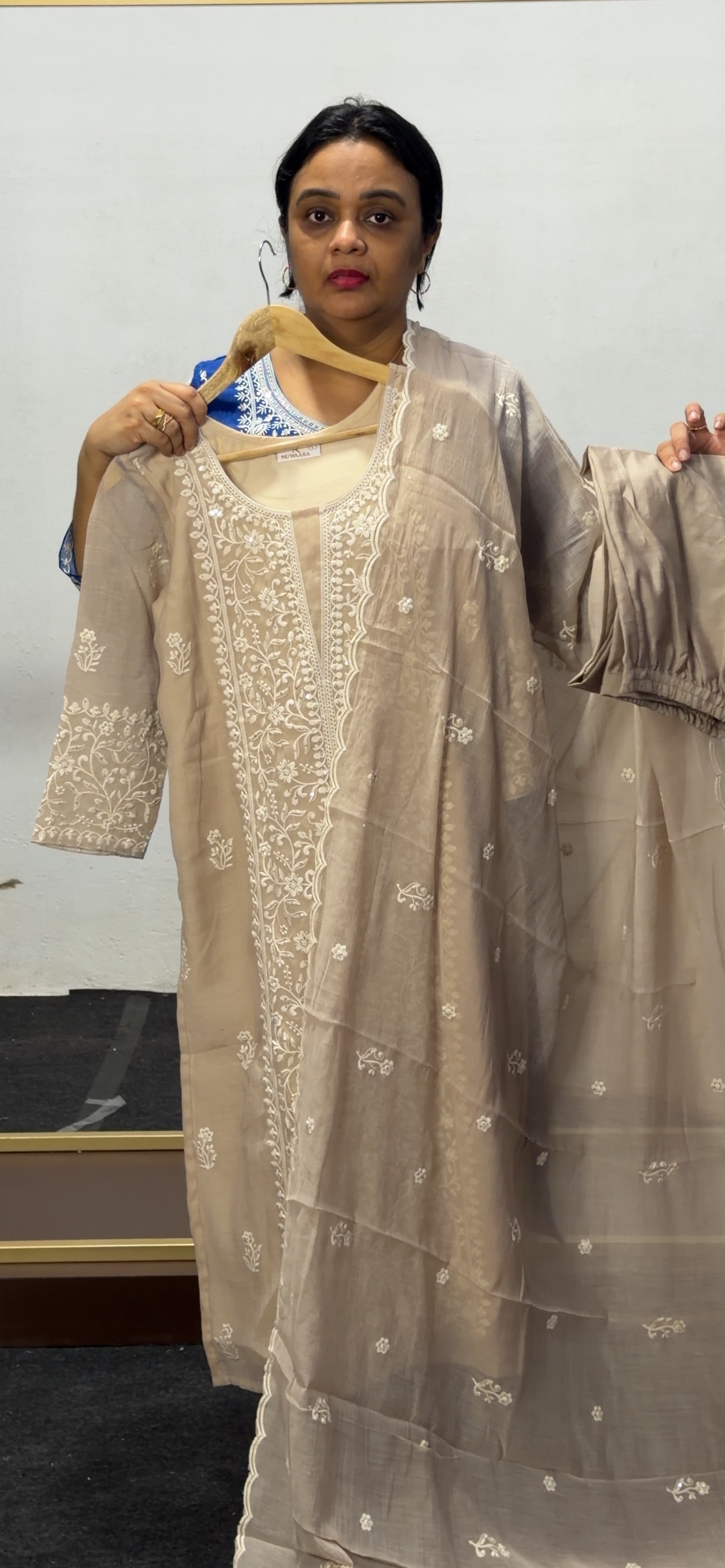 CHIKANKARI TOP, BOTTOM AND DUPATTA  - IHA 36065
