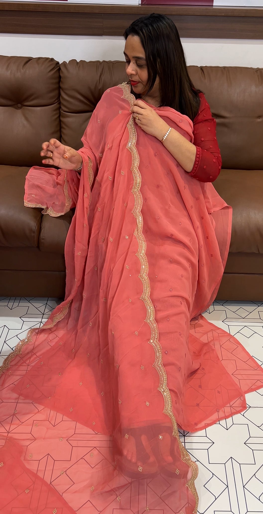 FAUX GEORGETTE UNSTITCHED SALWAR SUITS - IHA 24382