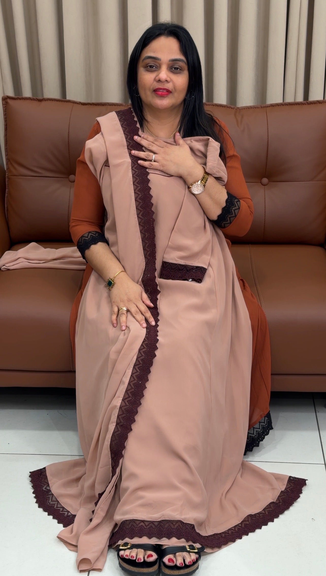 IHA'S IN-HOUSE GEORGETTE ALINE TOP AND DUPATTA - IHA 34255