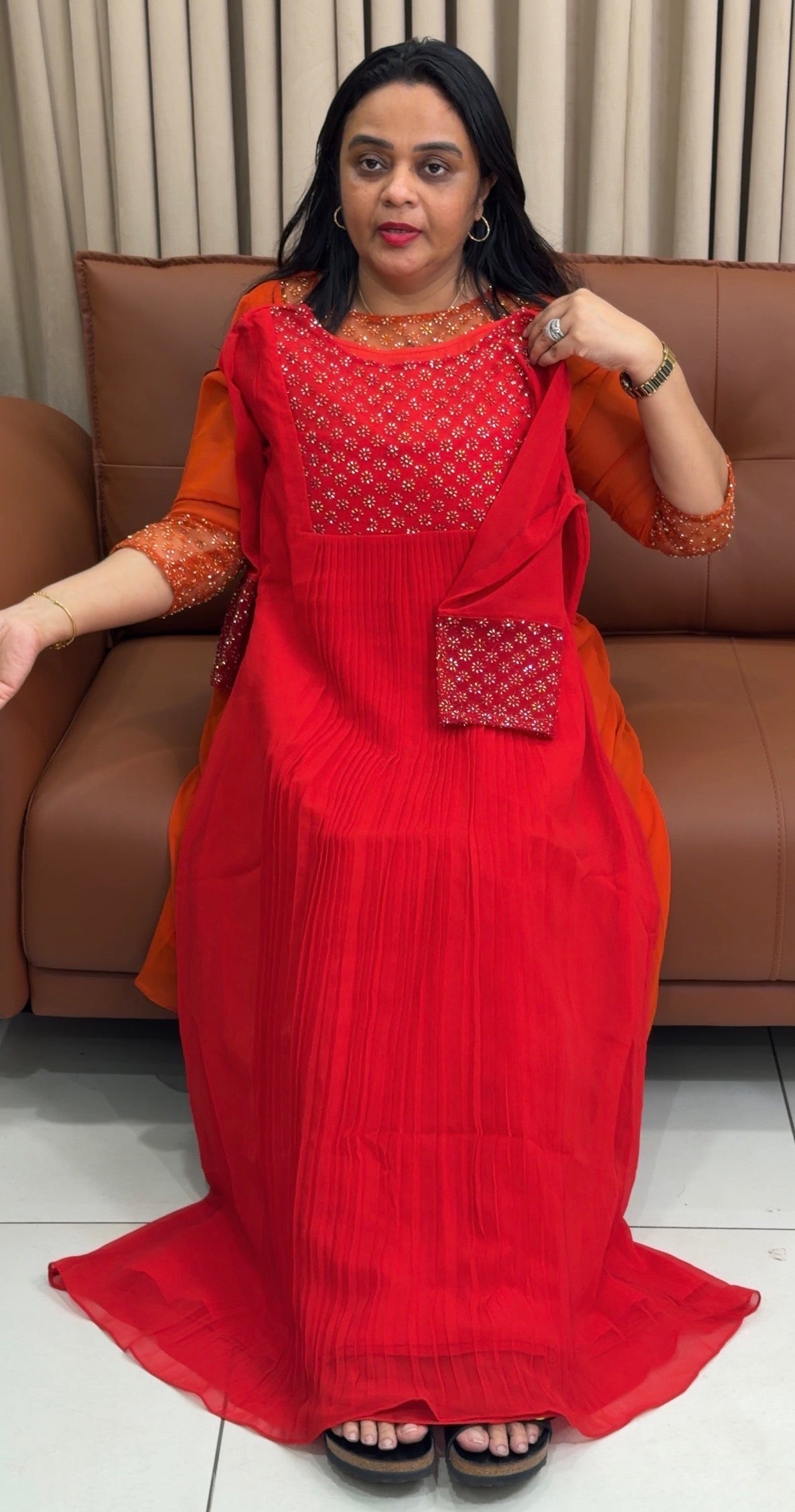 IHA'S IN- HOUSE HAND WORKED PLEATED ALINE TOPS - IHA 34882