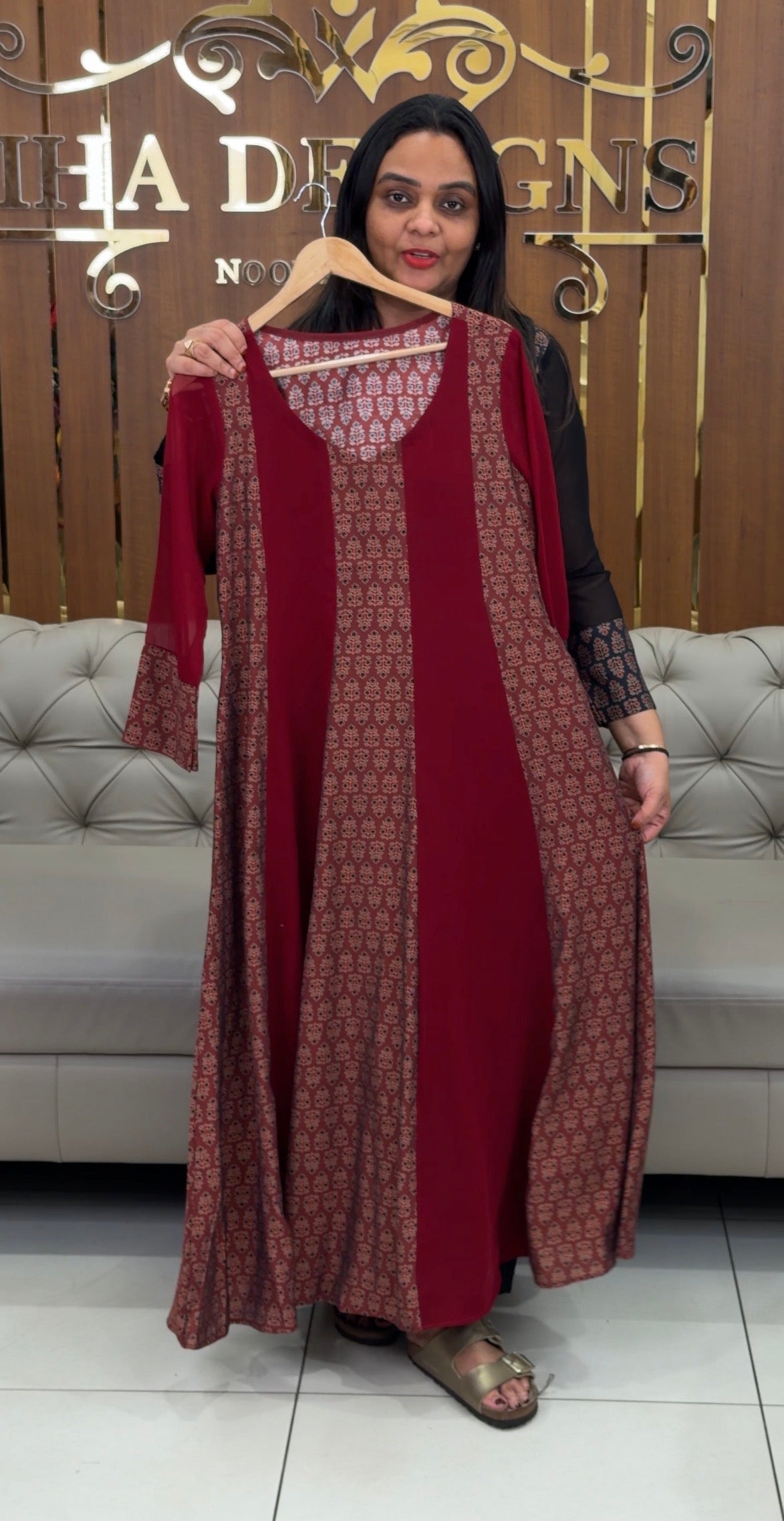 IHA'S IN-HOUSE PRINTED ANARKALKI TOPS - IHA 32930