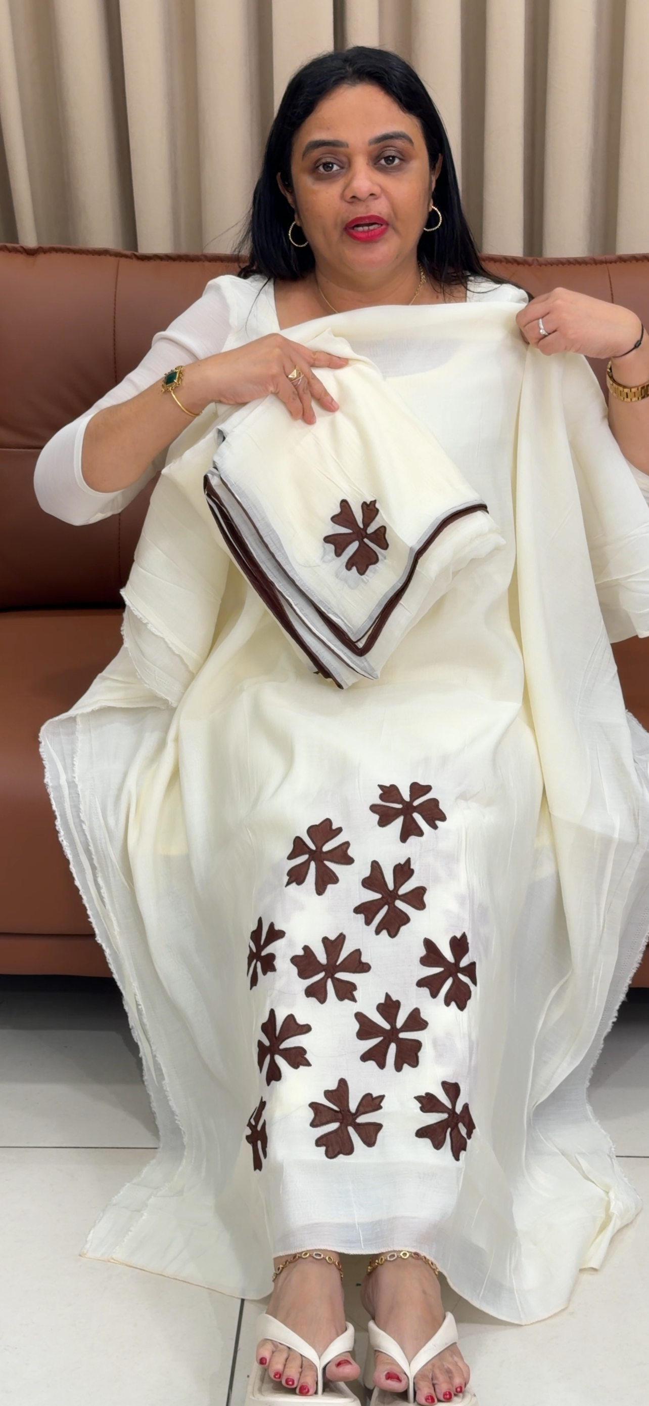 KERALA CREAM UNSTITCHED SALWAR SUITS - IHA 34310
