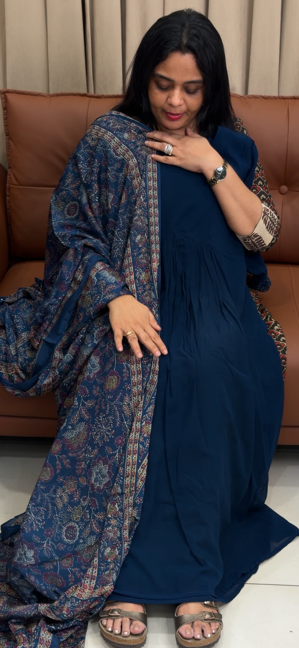FAUX GEORGETTE ALINE TOP, BOTTOM AND DUPATTA - IHA 35724