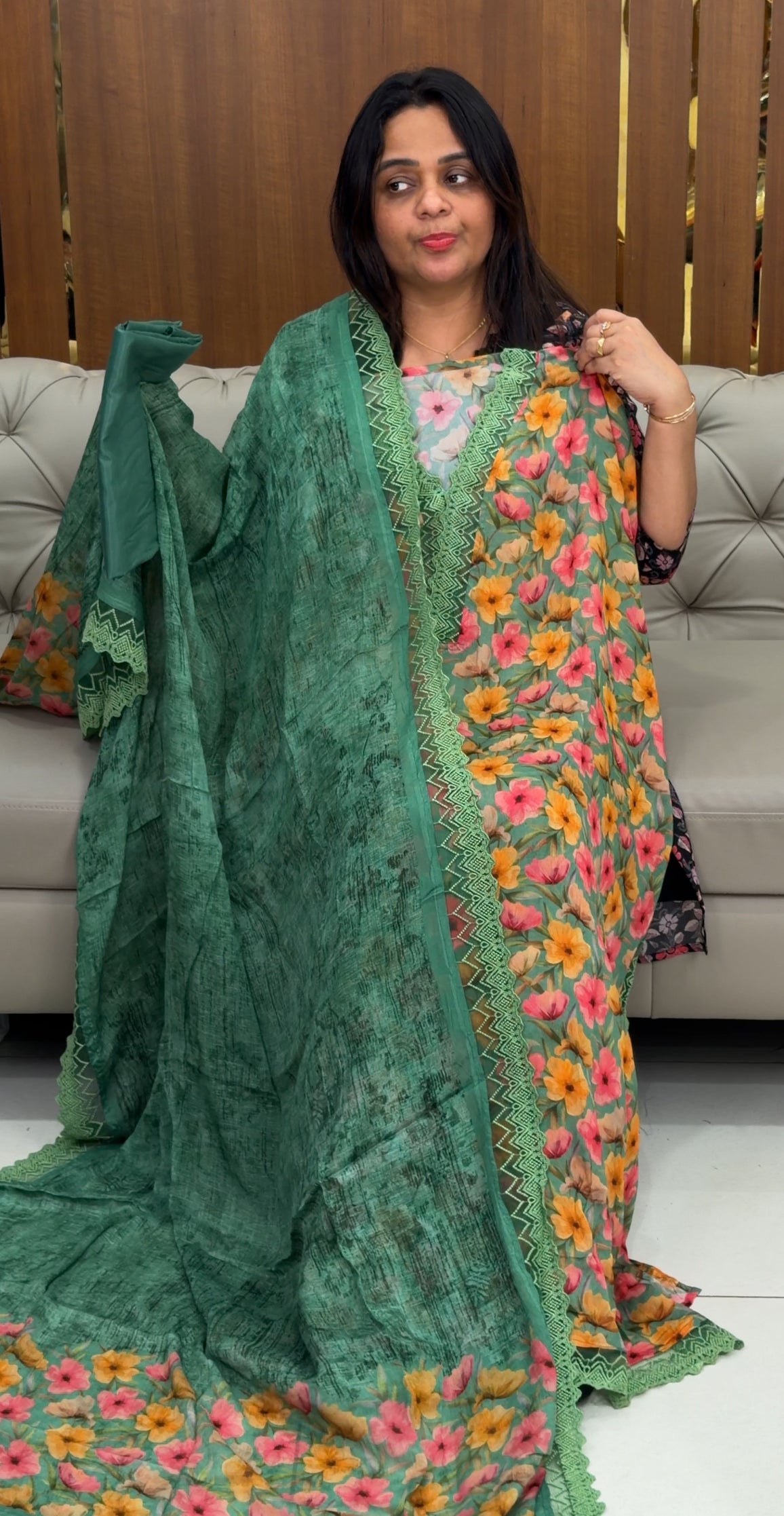 PRINTED CHIFFON UNSTITCHED SALWAR SUITS - IHA 29149