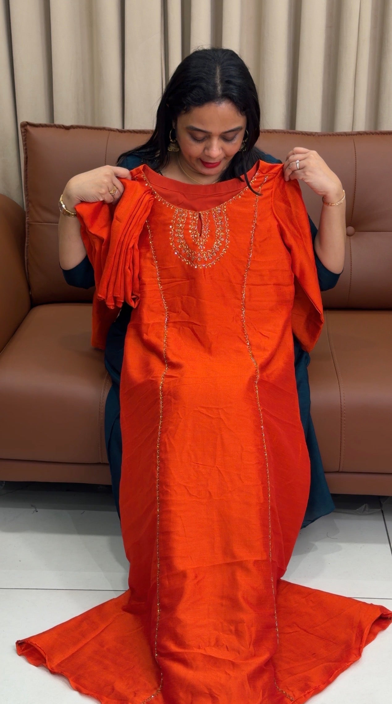 IHA'S IN-HOUSE HAND WORKED ALINE TOP AND DUPATTA - IHA 34007