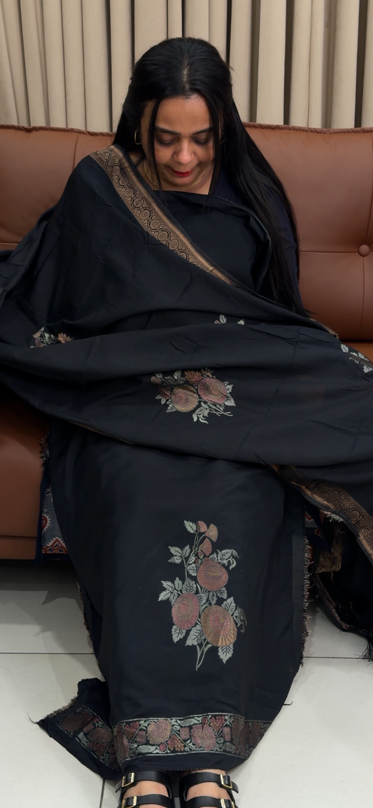 SEMI BANARASI UNSTITCHED SALWAR SUITS - IHA 34677