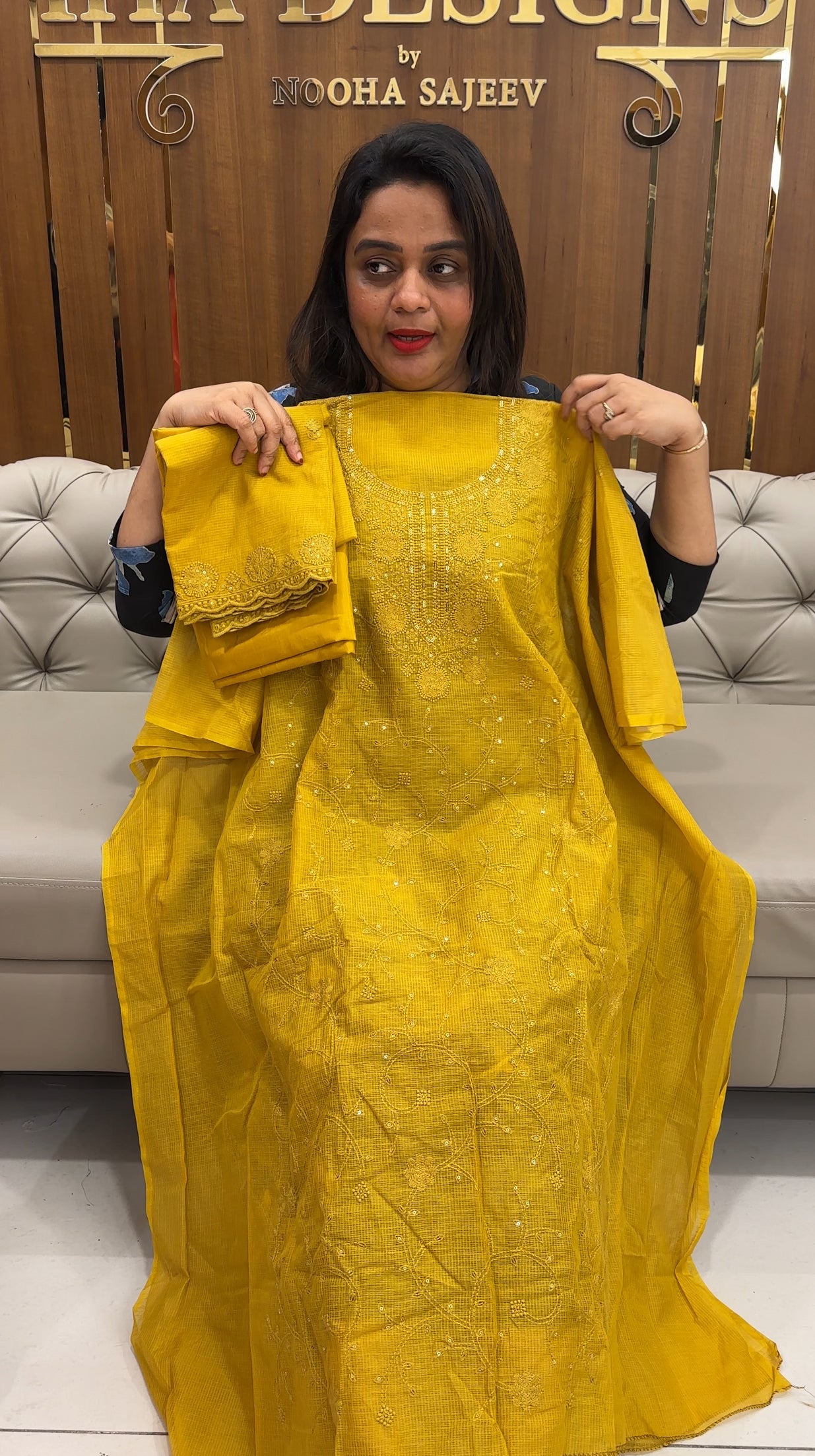 LUCKNOWI CHIKANKARI UNSTITCHED SALWAR SUITS - IHA 25358