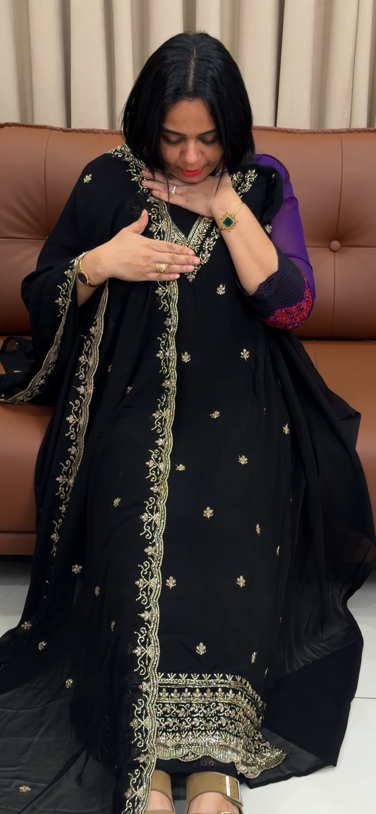 FAUX GEORGETTE UNSTITCHED SALWRA SUITS - IHA 33669