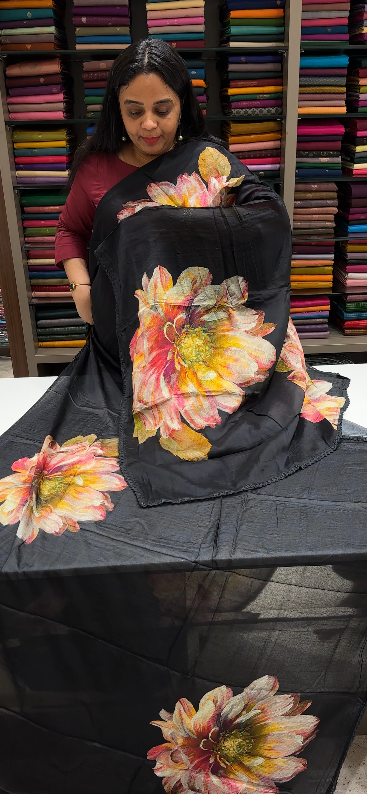 PRINTED CRAPE SAREES - IHA 35581