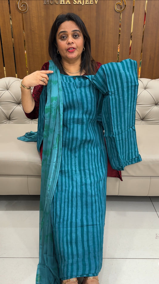 BATIK PRINTED TOP, BOTTOM AND DUPATTA - IHA 25950