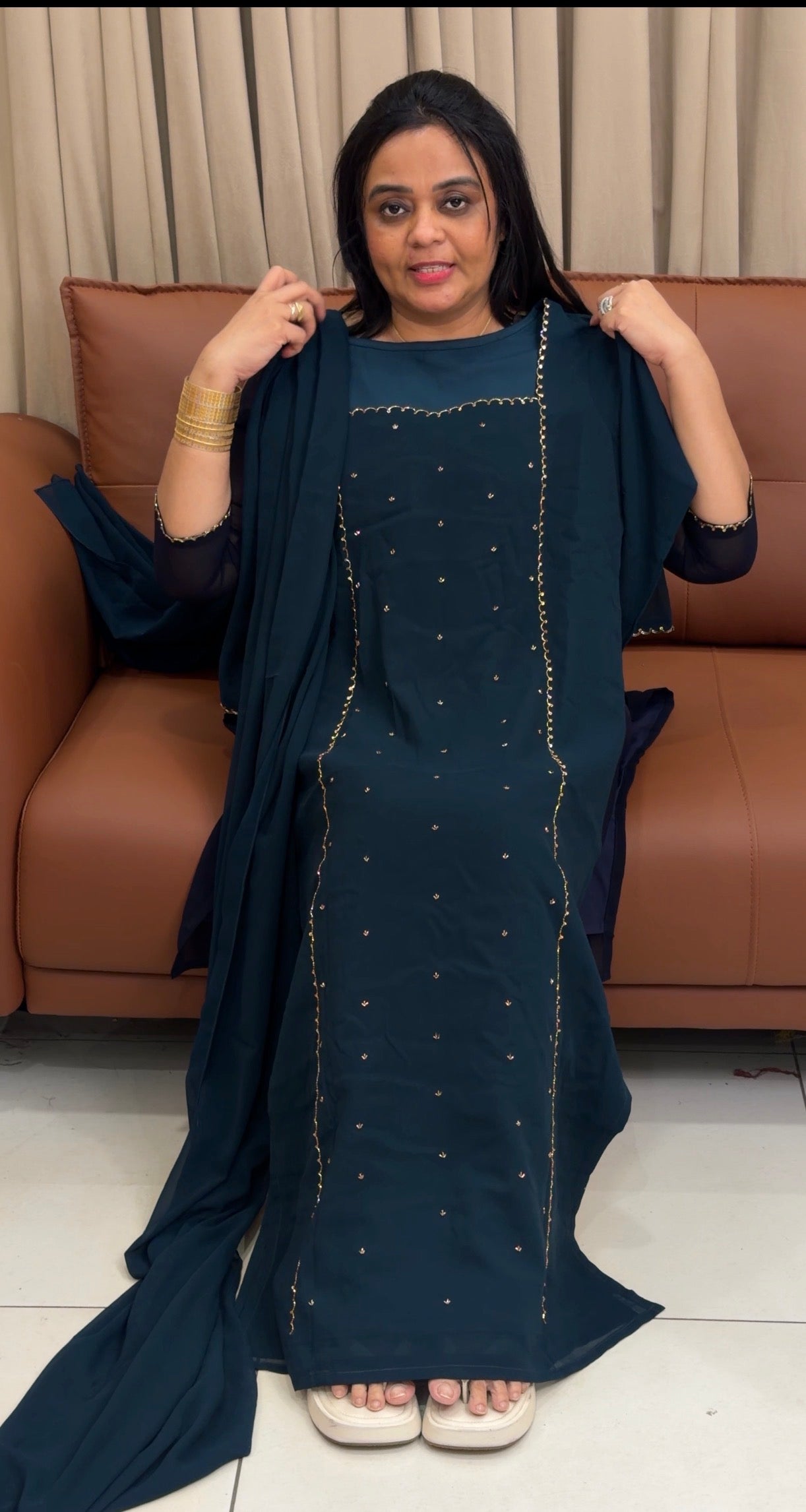 IHA'S IN-HOUSE GEORGETTE TOP,BOTTOM AND DUPATTA  - IHA 34963