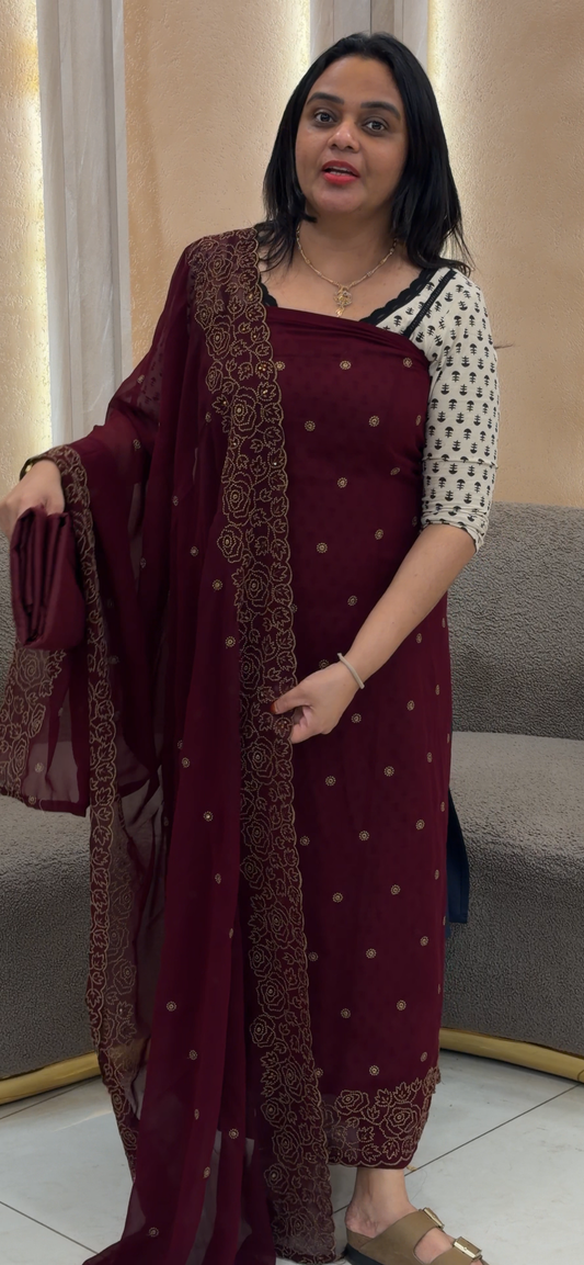 FAUX GEORGETTE UNSTITCHED SALWAR SUITS - IHA 33696