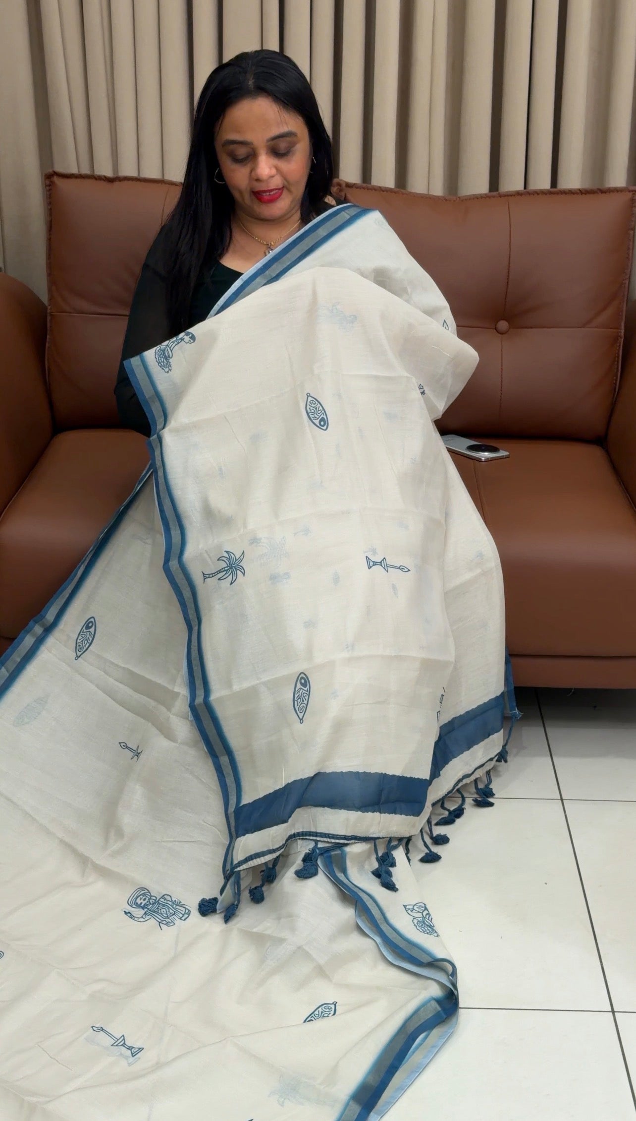 MUL CHANDERI SAREES - IHA 34689