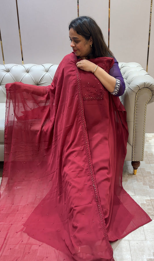 FAUX GEORGETTE UNSTITCHED SALWAR SUITS - IHA 23117