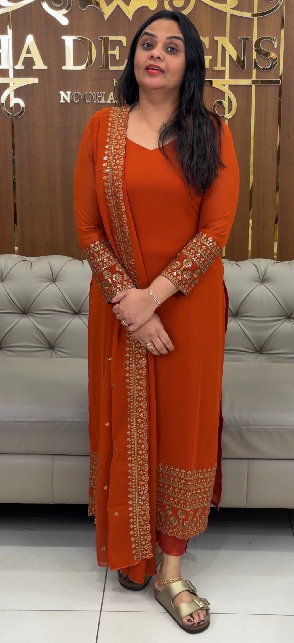 IHA'S IN-HOUSE GEORGETTE TOP, BOTTOM AND DUPATTA  - IHA 35116