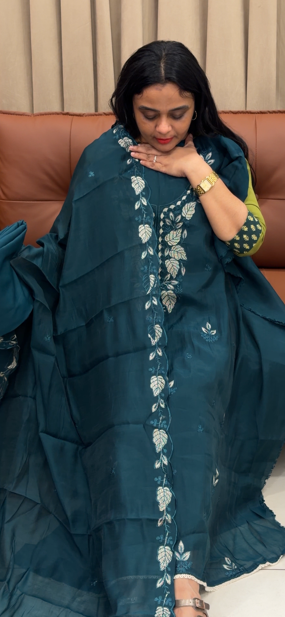 MUL CHANDERI UNSTITCHED SALWAR SUITS - IHA 35858