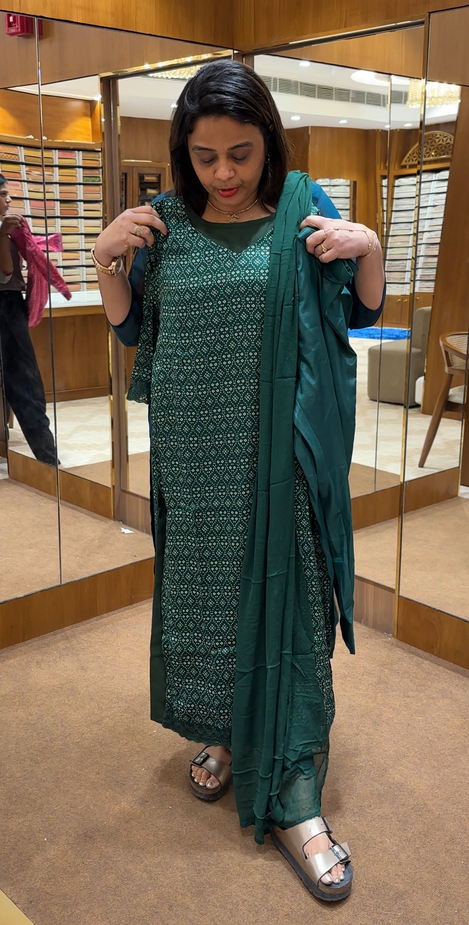 PLATINUM CHIFFON LONG SLITTED TOP, BOTTOM AND DUPATTA - IHA 24621