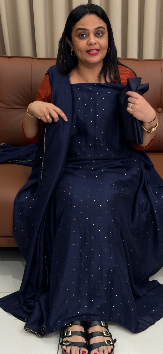 SEMI RAW SILK UNSTITCHED SALWAR SUITS - IHA 34325
