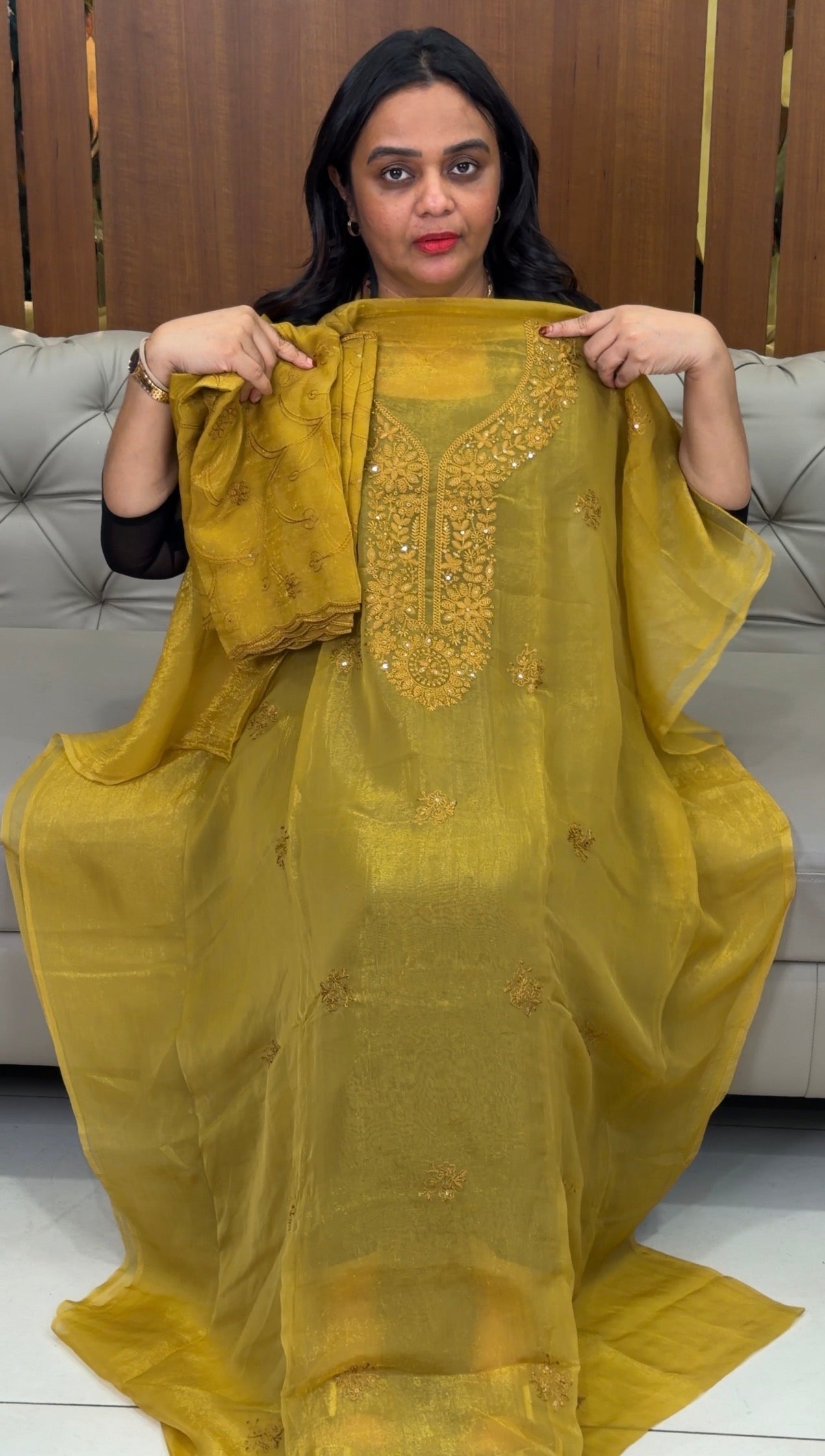 ORGANZA UNSTITCHED SALWAR SUITS - IHA 33785