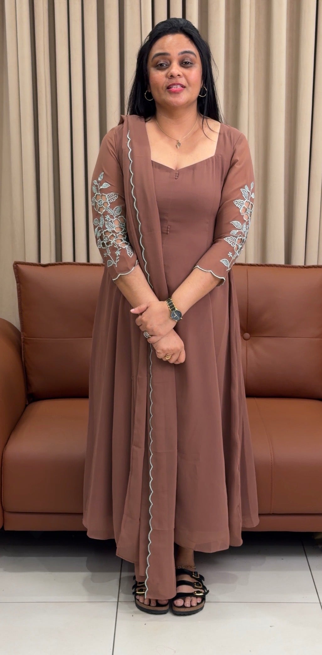 IHA'S IN-HOUSE GEORGETTE ALINE TOP AND DUPATTA - IHA 34943
