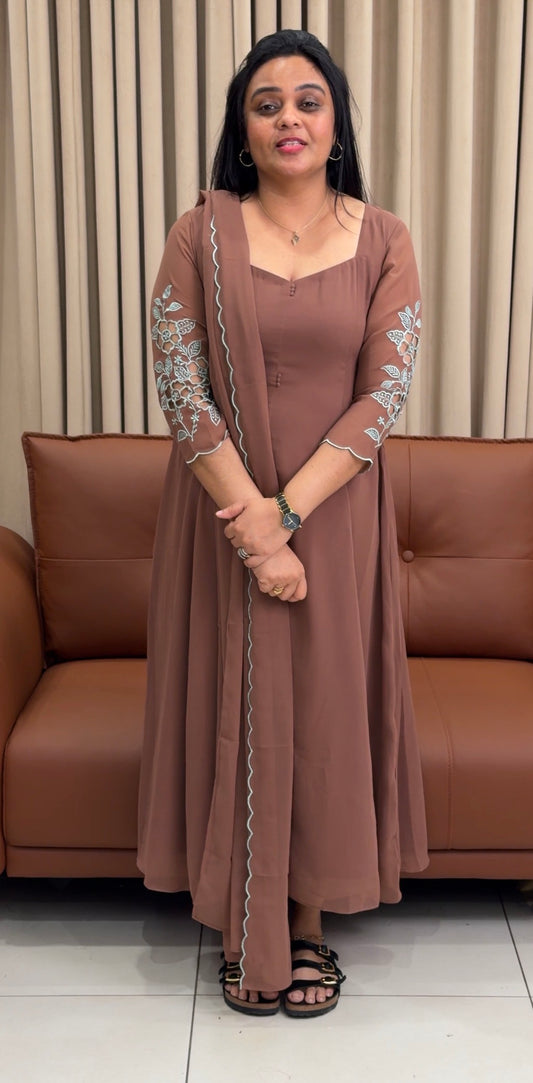 IHA'S IN-HOUSE GEORGETTE SLITTED TOP AND DUPATTA - IHA 34944