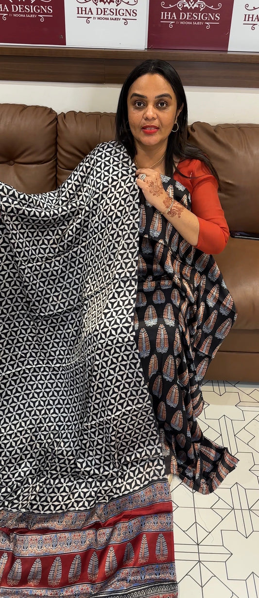 AJRAKH PRINTED UNSTITCHED SALWAR SUITS - IHA 31516