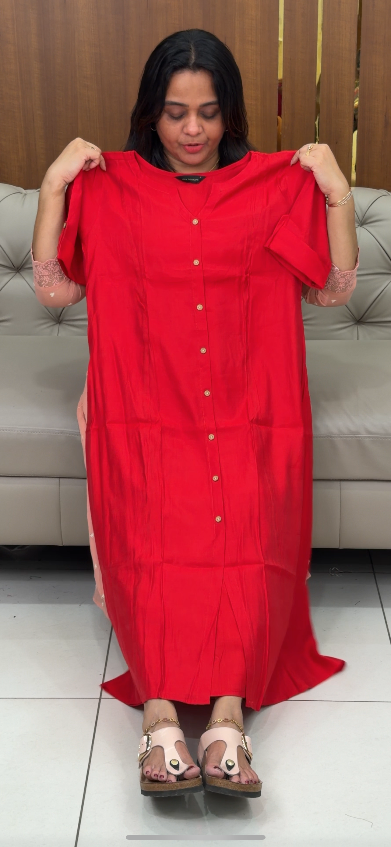 SEMI RAW SILK A-LINE TOPS - IHA 29060