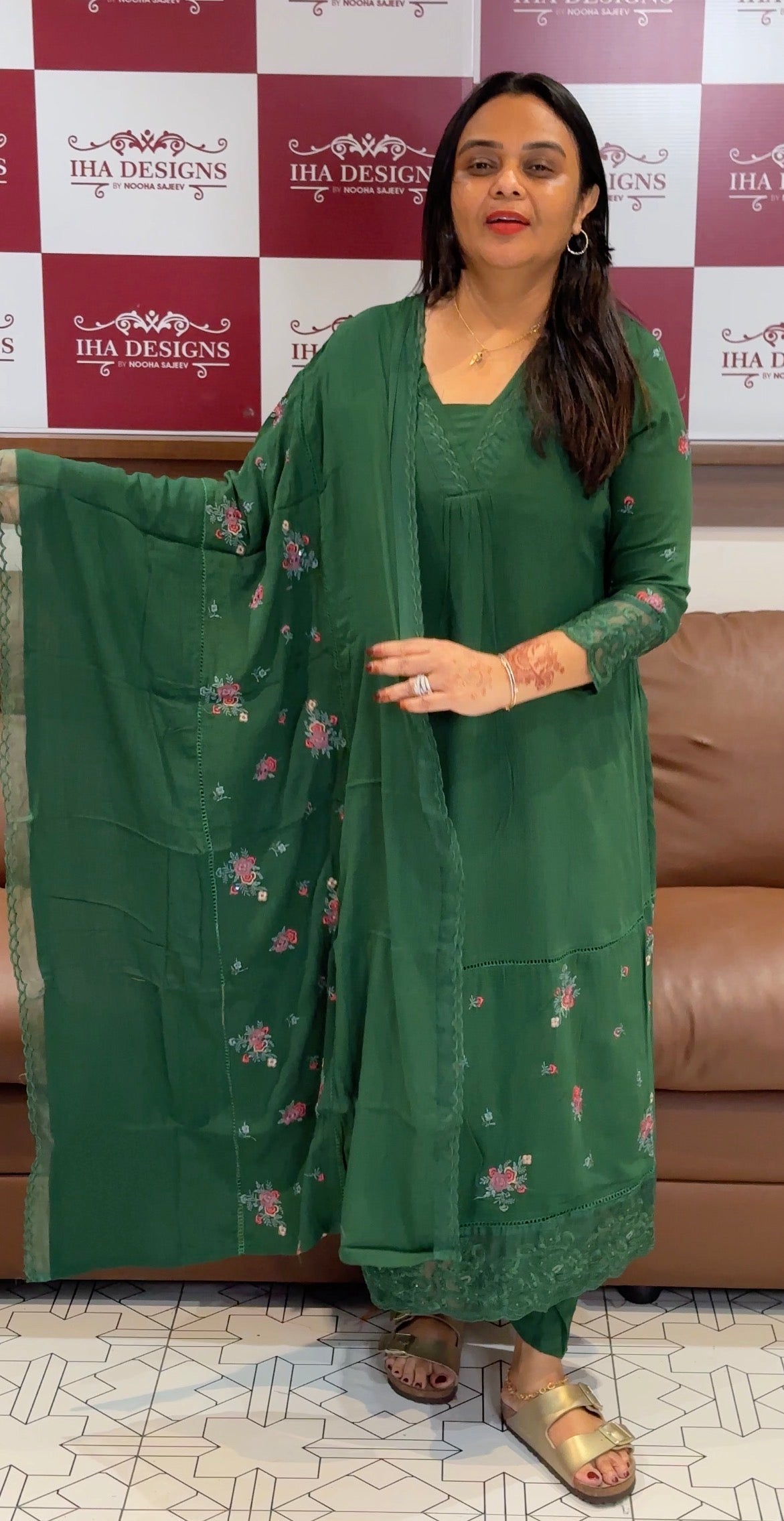 CRUSHED RAYON TOP,BOTTOM AND DUPATTA - IHA 31546