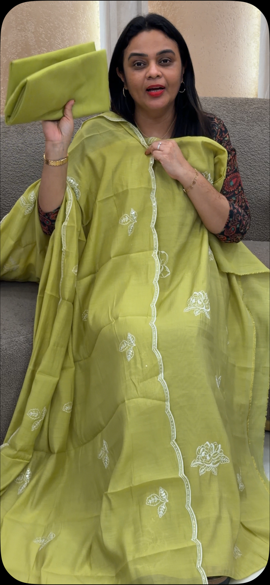 MUL CHANDERI UNSTITCHED SALWAR SUITS - IHA 33203