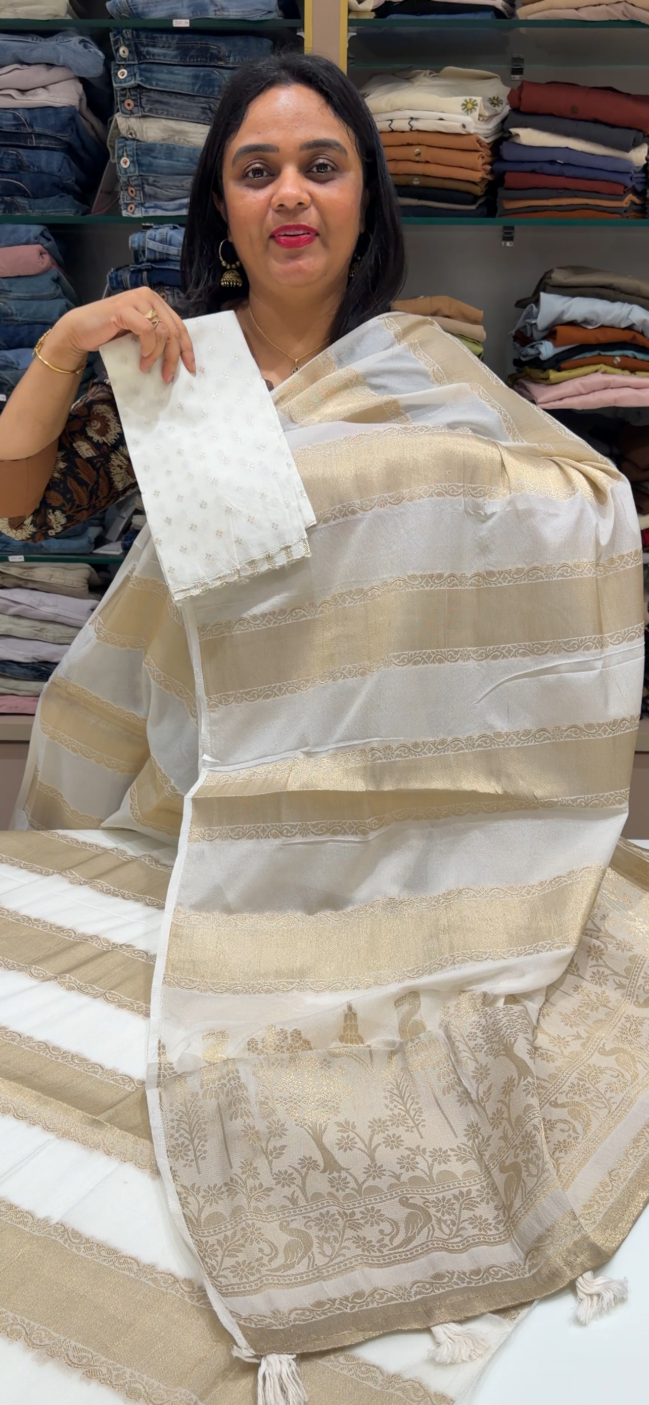 SEMI TISSUE SAREES - IHA 34153